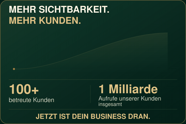 Mehr Sichtbarkeit. Mehr Kunden. Instagram und TikTok mit einem aufsteigenden goldenen Pfeil.